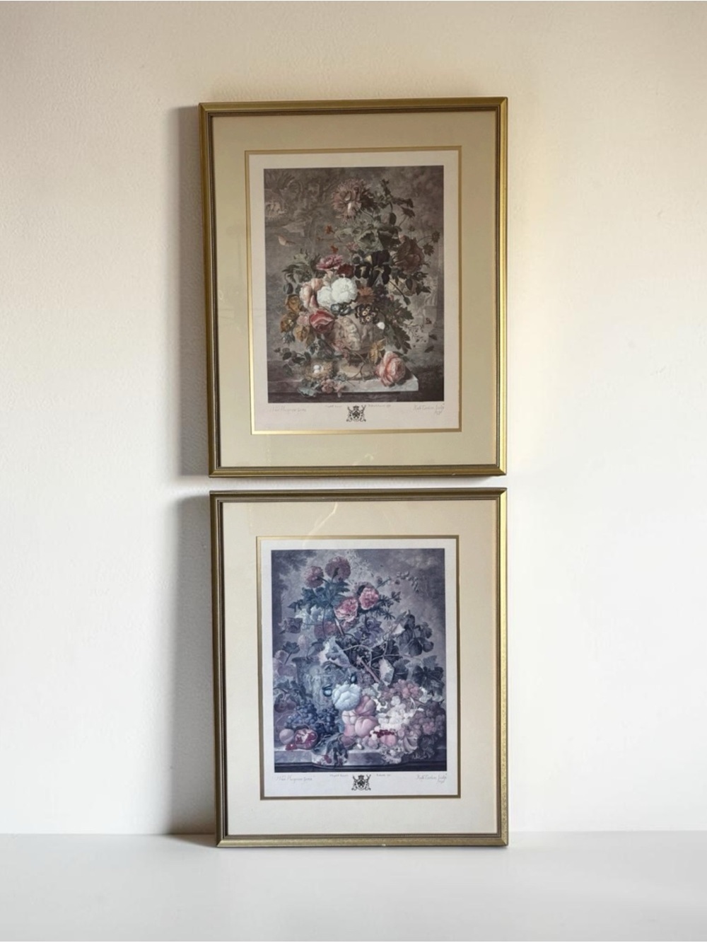Pair of Gold-Framed Jan Van Huysum Rich Earlom Prints 1781 - 1778 lithography